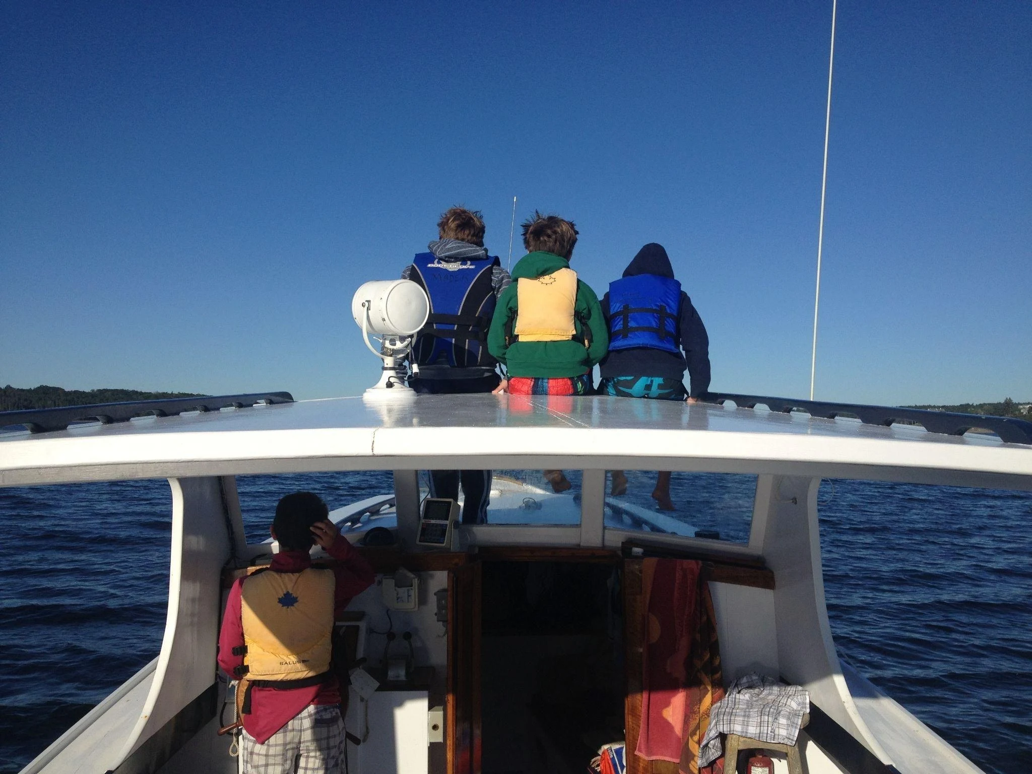 Out among Mahone Bay's islands on the Pocahontas (my brother, cousins, and I. See the 'Why Nova Scotia' essay for more)